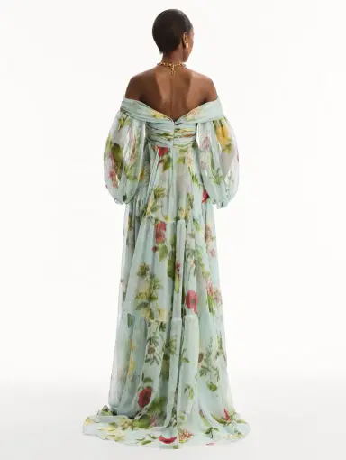 Oscar de la Renta Chiné Dominican Mixed-Floral Chiffon Sweetheart Gown | Thumbnail 5 Oscar de la Renta Chiné Dominican Mixed-Floral Chiffon Sweetheart Gown | Thumbnail 5