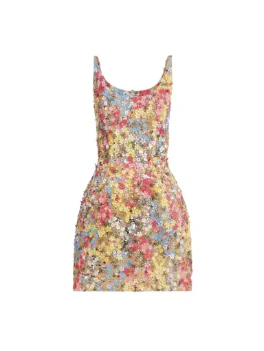 Oscar de la Renta Porcelain Flower Embroidered Sleeveless Dress | Thumbnail 1 Oscar de la Renta Porcelain Flower Embroidered Sleeveless Dress | Thumbnail 1