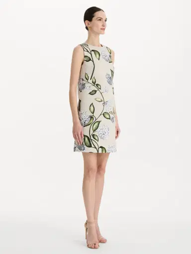 Oscar de la Renta Porcelain Flower Faille Shift Dress | Thumbnail 4 Oscar de la Renta Porcelain Flower Faille Shift Dress | Thumbnail 4