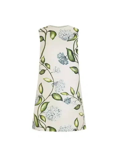 Oscar de la Renta Porcelain Flower Faille Shift Dress | Thumbnail 1 Oscar de la Renta Porcelain Flower Faille Shift Dress | Thumbnail 1