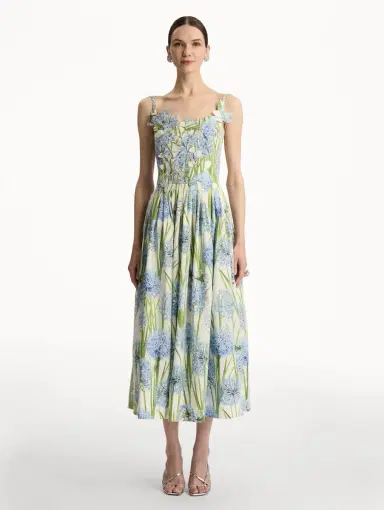 Oscar de la Renta Allium Embroidered Cotton Poplin Dress | Thumbnail 2 Oscar de la Renta Allium Embroidered Cotton Poplin Dress | Thumbnail 2