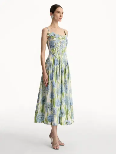 Oscar de la Renta Allium Embroidered Cotton Poplin Dress | Thumbnail 4 Oscar de la Renta Allium Embroidered Cotton Poplin Dress | Thumbnail 4