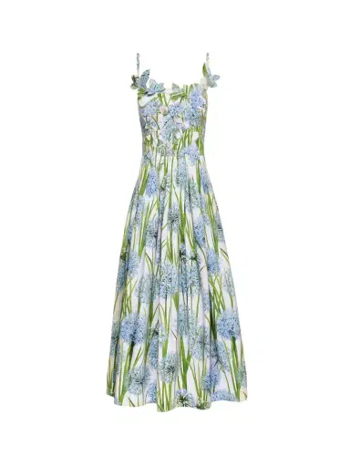 Oscar de la Renta Allium Embroidered Cotton Poplin Dress | Thumbnail 1 Oscar de la Renta Allium Embroidered Cotton Poplin Dress | Thumbnail 1