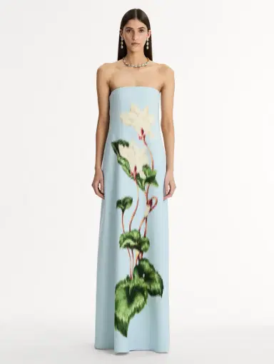 Oscar de la Renta Chiné Cyclamen Strapless Gown | Thumbnail 2 Oscar de la Renta Chiné Cyclamen Strapless Gown | Thumbnail 2