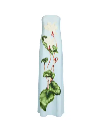 Oscar de la Renta Chiné Cyclamen Strapless Gown | Thumbnail 1 Oscar de la Renta Chiné Cyclamen Strapless Gown | Thumbnail 1