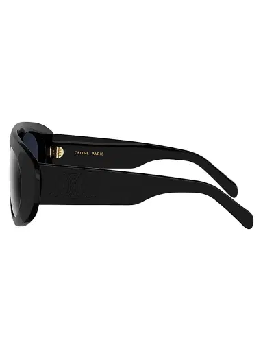CELINE Women's Triomphe Stamp 57MM Pilot Sunglasses - Shiny Black Blue | Thumbnail 3 CELINE Women's Triomphe Stamp 57MM Pilot Sunglasses - Shiny Black Blue | Thumbnail 3
