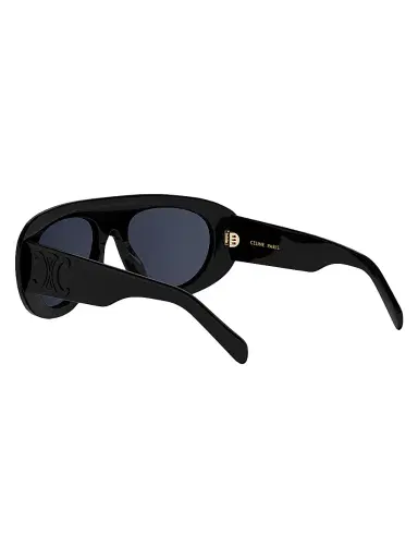 CELINE Women's Triomphe Stamp 57MM Pilot Sunglasses - Shiny Black Blue | Thumbnail 4 CELINE Women's Triomphe Stamp 57MM Pilot Sunglasses - Shiny Black Blue | Thumbnail 4