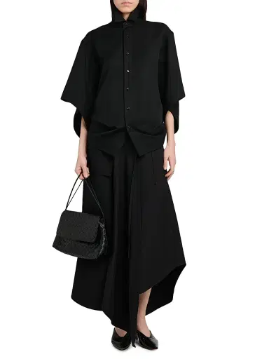 Bottega Veneta Women's Cape-Sleeve Wool-Twill Shirt - Double Black - Size 12 | Thumbnail 2 Bottega Veneta Women's Cape-Sleeve Wool-Twill Shirt - Double Black - Size 12 | Thumbnail 2