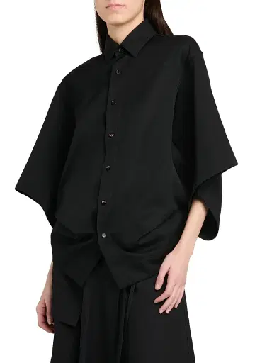 Bottega Veneta Women's Cape-Sleeve Wool-Twill Shirt - Double Black - Size 12 | Thumbnail 4 Bottega Veneta Women's Cape-Sleeve Wool-Twill Shirt - Double Black - Size 12 | Thumbnail 4