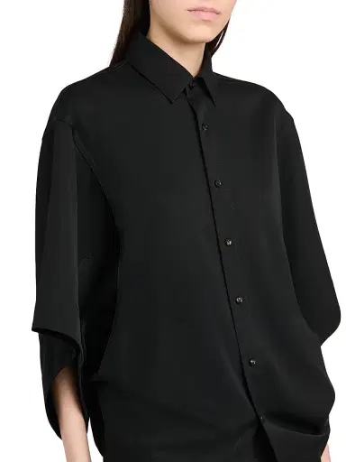 Bottega Veneta Women's Cape-Sleeve Wool-Twill Shirt - Double Black - Size 12 | Thumbnail 6 Bottega Veneta Women's Cape-Sleeve Wool-Twill Shirt - Double Black - Size 12 | Thumbnail 6