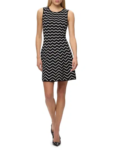 Hervé Léger Women's Bryn Chevron Sleeveless Minidress - Alabaster Black Combo | Thumbnail 2 Hervé Léger Women's Bryn Chevron Sleeveless Minidress - Alabaster Black Combo | Thumbnail 2
