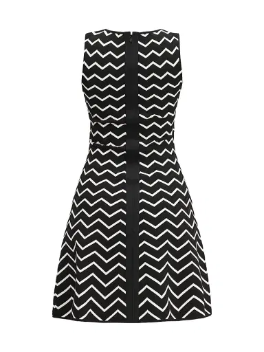 Hervé Léger Women's Bryn Chevron Sleeveless Minidress - Alabaster Black Combo | Thumbnail 3 Hervé Léger Women's Bryn Chevron Sleeveless Minidress - Alabaster Black Combo | Thumbnail 3