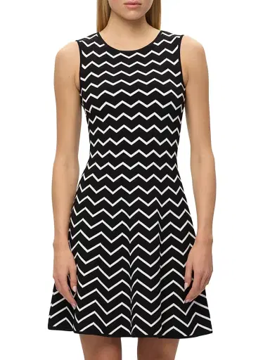 Hervé Léger Women's Bryn Chevron Sleeveless Minidress - Alabaster Black Combo | Thumbnail 4 Hervé Léger Women's Bryn Chevron Sleeveless Minidress - Alabaster Black Combo | Thumbnail 4