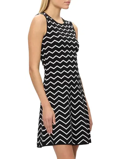 Hervé Léger Women's Bryn Chevron Sleeveless Minidress - Alabaster Black Combo | Thumbnail 5 Hervé Léger Women's Bryn Chevron Sleeveless Minidress - Alabaster Black Combo | Thumbnail 5