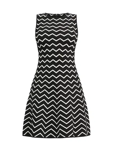 Hervé Léger Women's Bryn Chevron Sleeveless Minidress - Alabaster Black Combo | Thumbnail 1 Hervé Léger Women's Bryn Chevron Sleeveless Minidress - Alabaster Black Combo | Thumbnail 1
