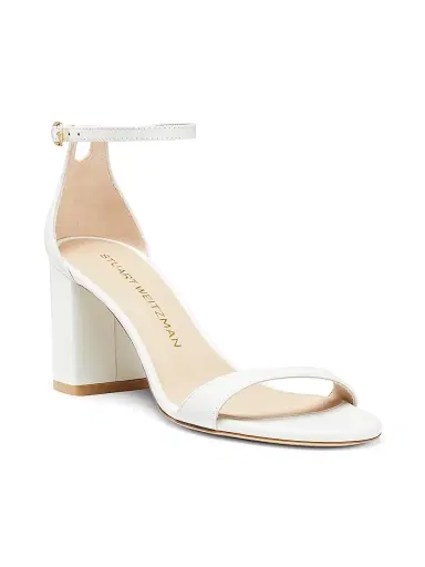 Stuart Weitzman Women's Nudist Block 75MM Metallic Leather Sandals - White | Thumbnail 2 Stuart Weitzman Women's Nudist Block 75MM Metallic Leather Sandals - White | Thumbnail 2