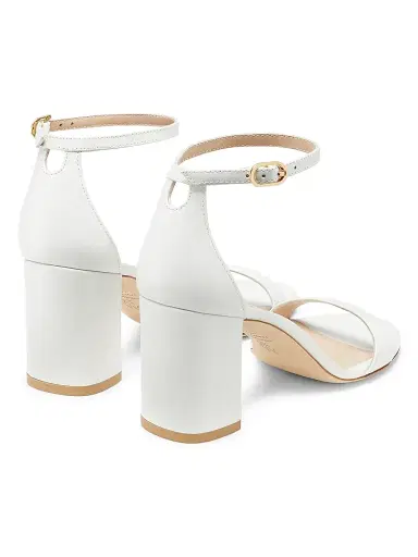 Stuart Weitzman Women's Nudist Block 75MM Metallic Leather Sandals - White | Thumbnail 3 Stuart Weitzman Women's Nudist Block 75MM Metallic Leather Sandals - White | Thumbnail 3