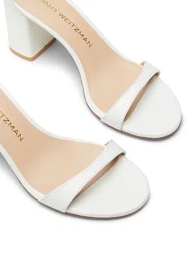 Stuart Weitzman Women's Nudist Block 75MM Metallic Leather Sandals - White | Thumbnail 4 Stuart Weitzman Women's Nudist Block 75MM Metallic Leather Sandals - White | Thumbnail 4