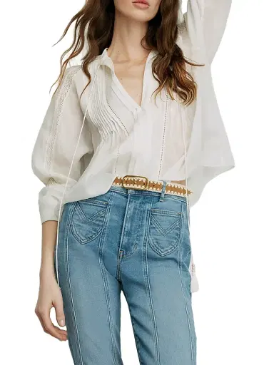 Veronica Beard Women's Sawyer Pintuck Tie-Front Blouse - White - Size 16 | Thumbnail 3 Veronica Beard Women's Sawyer Pintuck Tie-Front Blouse - White - Size 16 | Thumbnail 3