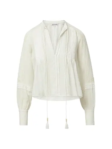 Veronica Beard Women's Sawyer Pintuck Tie-Front Blouse - White - Size 16 | Thumbnail 1 Veronica Beard Women's Sawyer Pintuck Tie-Front Blouse - White - Size 16 | Thumbnail 1