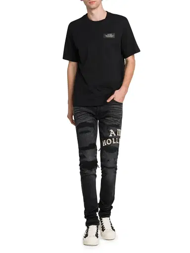 AMIRI Men's Spirit Logo Cotton Crewneck T-Shirt - Black - Size Small | Thumbnail 2 AMIRI Men's Spirit Logo Cotton Crewneck T-Shirt - Black - Size Small | Thumbnail 2