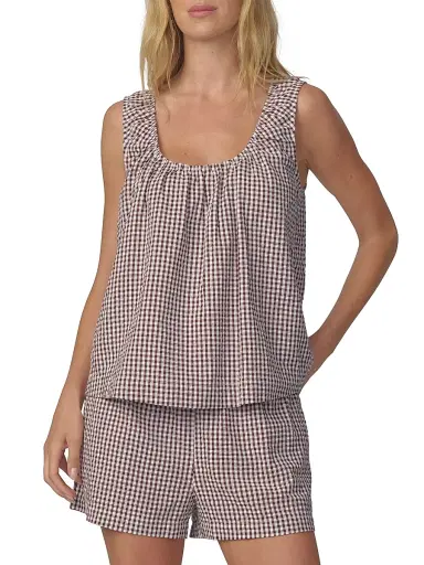 Joe's Jeans Women's Ana Gingham Cotton-Blend Sleeveless Blouse - Macchiato Gingham - Size XS | Thumbnail 3 Joe's Jeans Women's Ana Gingham Cotton-Blend Sleeveless Blouse - Macchiato Gingham - Size XS | Thumbnail 3