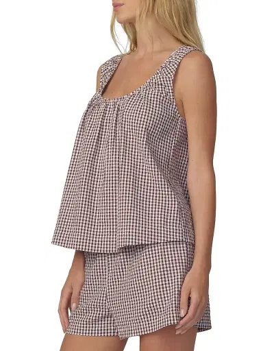 Joe's Jeans Women's Ana Gingham Cotton-Blend Sleeveless Blouse - Macchiato Gingham - Size XS | Thumbnail 4 Joe's Jeans Women's Ana Gingham Cotton-Blend Sleeveless Blouse - Macchiato Gingham - Size XS | Thumbnail 4