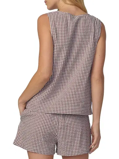 Joe's Jeans Women's Ana Gingham Cotton-Blend Sleeveless Blouse - Macchiato Gingham - Size XS | Thumbnail 5 Joe's Jeans Women's Ana Gingham Cotton-Blend Sleeveless Blouse - Macchiato Gingham - Size XS | Thumbnail 5