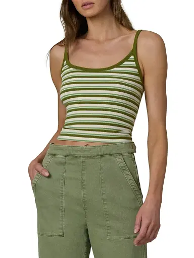 Joe's Jeans Women's Striped Cotton-Blend Cami - Fern Pesto Stripe - Size XL | Thumbnail 3 Joe's Jeans Women's Striped Cotton-Blend Cami - Fern Pesto Stripe - Size XL | Thumbnail 3