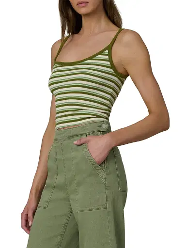 Joe's Jeans Women's Striped Cotton-Blend Cami - Fern Pesto Stripe - Size XL | Thumbnail 4 Joe's Jeans Women's Striped Cotton-Blend Cami - Fern Pesto Stripe - Size XL | Thumbnail 4