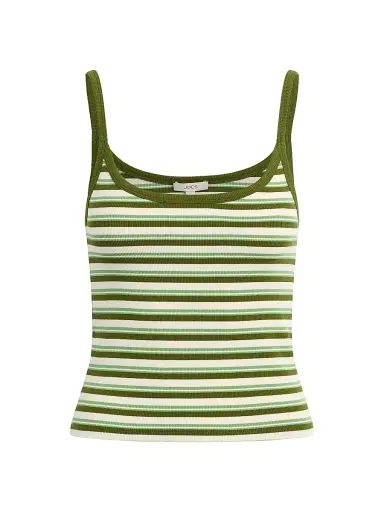 Joe's Jeans Women's Striped Cotton-Blend Cami - Fern Pesto Stripe - Size XL | Thumbnail 1 Joe's Jeans Women's Striped Cotton-Blend Cami - Fern Pesto Stripe - Size XL | Thumbnail 1
