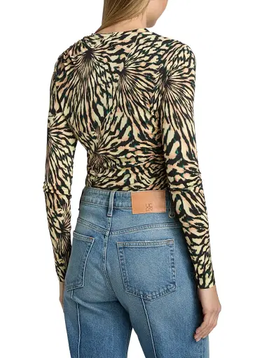 Ulla Johnson Women's Nova Ruched Tiger-Print Long-Sleeve Top | Thumbnail 5 Ulla Johnson Women's Nova Ruched Tiger-Print Long-Sleeve Top | Thumbnail 5