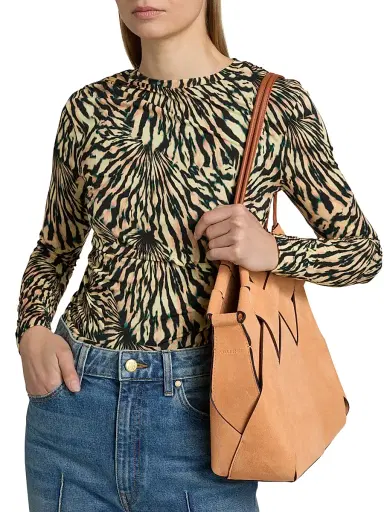 Ulla Johnson Women's Nova Ruched Tiger-Print Long-Sleeve Top | Thumbnail 6 Ulla Johnson Women's Nova Ruched Tiger-Print Long-Sleeve Top | Thumbnail 6