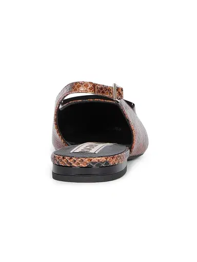 Roger Vivier Women's Gommettine Snakeskin-Embossed Leather Ballerina Flats - Cognac Scuro | Thumbnail 3 Roger Vivier Women's Gommettine Snakeskin-Embossed Leather Ballerina Flats - Cognac Scuro | Thumbnail 3