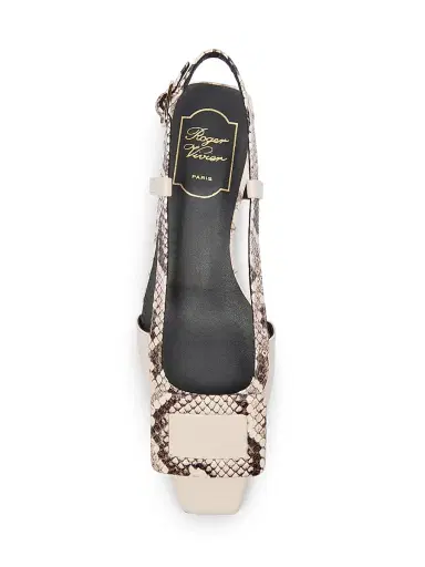 Roger Vivier Women's Snakeskin-Embossed Trim Leather Slingback Pumps - Cire | Thumbnail 4 Roger Vivier Women's Snakeskin-Embossed Trim Leather Slingback Pumps - Cire | Thumbnail 4