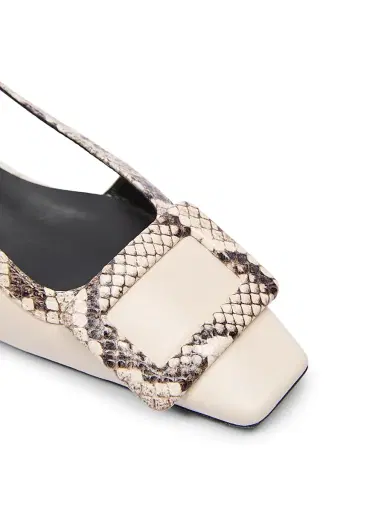 Roger Vivier Women's Snakeskin-Embossed Trim Leather Slingback Pumps - Cire | Thumbnail 5 Roger Vivier Women's Snakeskin-Embossed Trim Leather Slingback Pumps - Cire | Thumbnail 5