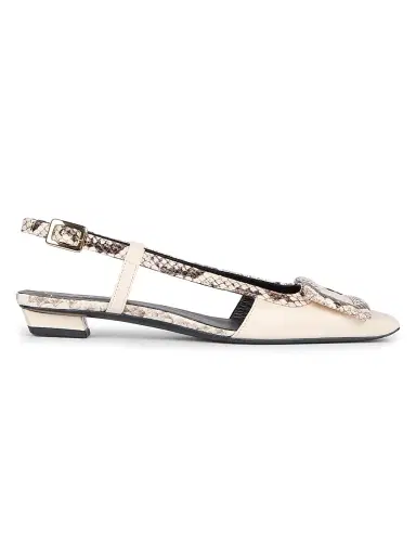 Roger Vivier Women's Snakeskin-Embossed Trim Leather Slingback Pumps - Cire | Thumbnail 1 Roger Vivier Women's Snakeskin-Embossed Trim Leather Slingback Pumps - Cire | Thumbnail 1