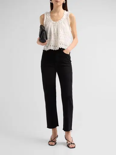 DÔEN Women's Toussine Eyelet Cotton Top - Salt | Thumbnail 2 DÔEN Women's Toussine Eyelet Cotton Top - Salt | Thumbnail 2