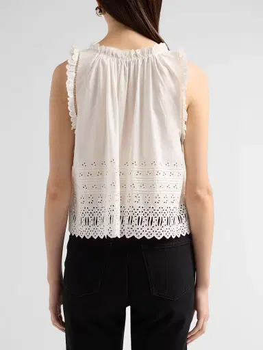DÔEN Women's Toussine Eyelet Cotton Top - Salt | Thumbnail 3 DÔEN Women's Toussine Eyelet Cotton Top - Salt | Thumbnail 3