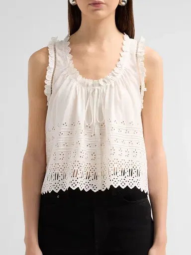 DÔEN Women's Toussine Eyelet Cotton Top - Salt | Thumbnail 5 DÔEN Women's Toussine Eyelet Cotton Top - Salt | Thumbnail 5