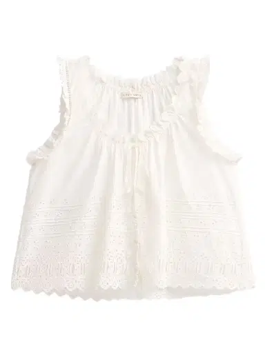 DÔEN Women's Toussine Eyelet Cotton Top - Salt | Thumbnail 1 DÔEN Women's Toussine Eyelet Cotton Top - Salt | Thumbnail 1