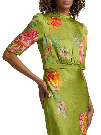Saloni Women's Adele-B Floral Satin Maxi Dress - Lilia Garden Placement | Thumbnail 6 Saloni Women's Adele-B Floral Satin Maxi Dress - Lilia Garden Placement | Thumbnail 6