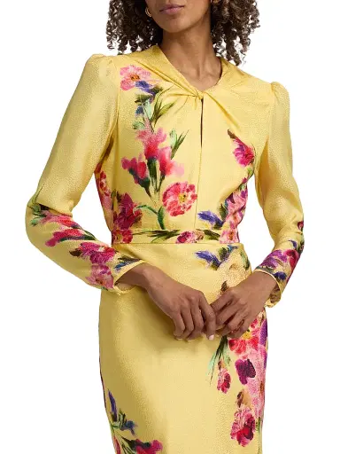 Saloni Women's Claudia Floral Satin Silk Midi-Dress - Kanjiro Adorning Placement | Thumbnail 6 Saloni Women's Claudia Floral Satin Silk Midi-Dress - Kanjiro Adorning Placement | Thumbnail 6
