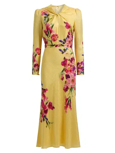 Saloni Women's Claudia Floral Satin Silk Midi-Dress - Kanjiro Adorning Placement | Thumbnail 1 Saloni Women's Claudia Floral Satin Silk Midi-Dress - Kanjiro Adorning Placement | Thumbnail 1