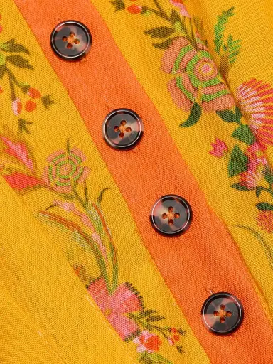 Saloni Women's Riya Floral Linen-Cotton Midi-Dress - Zinnia Sunset Placement | Thumbnail 7 Saloni Women's Riya Floral Linen-Cotton Midi-Dress - Zinnia Sunset Placement | Thumbnail 7