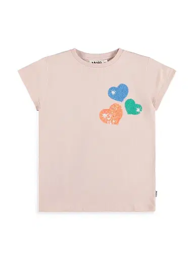 Molo Little Girl's & Girl's Ranva Sequin Heart T-Shirt - Petal Blush | Thumbnail 1 Molo Little Girl's & Girl's Ranva Sequin Heart T-Shirt - Petal Blush | Thumbnail 1