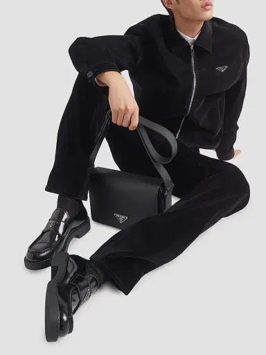 Prada Men's Brushed Leather Loafers - Black | Thumbnail 2 Prada Men's Brushed Leather Loafers - Black | Thumbnail 2