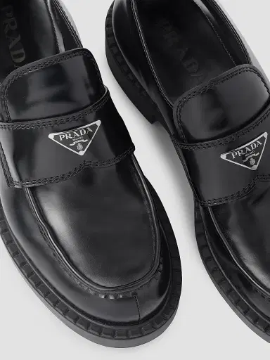 Prada Men's Brushed Leather Loafers - Black | Thumbnail 5 Prada Men's Brushed Leather Loafers - Black | Thumbnail 5