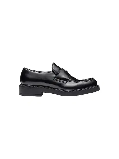 Prada Men's Brushed Leather Loafers - Black | Thumbnail 1 Prada Men's Brushed Leather Loafers - Black | Thumbnail 1