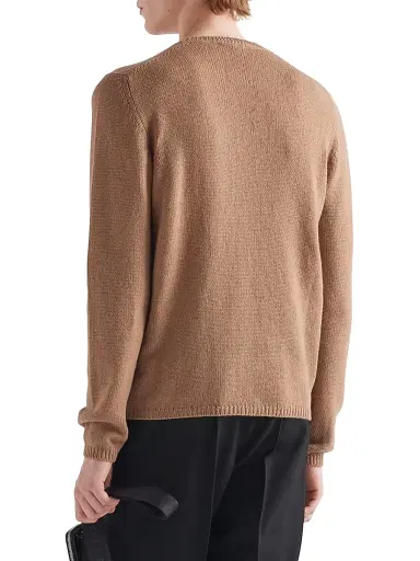 Prada Men's Cashmere Crewneck Sweater - Brown | Thumbnail 3 Prada Men's Cashmere Crewneck Sweater - Brown | Thumbnail 3